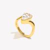E.B.belle Water Droplet Shape Rhinestone Distortion Ring Gold/SIlver Color Stainless Steel Jewelry For Women Fashion Charm Gift