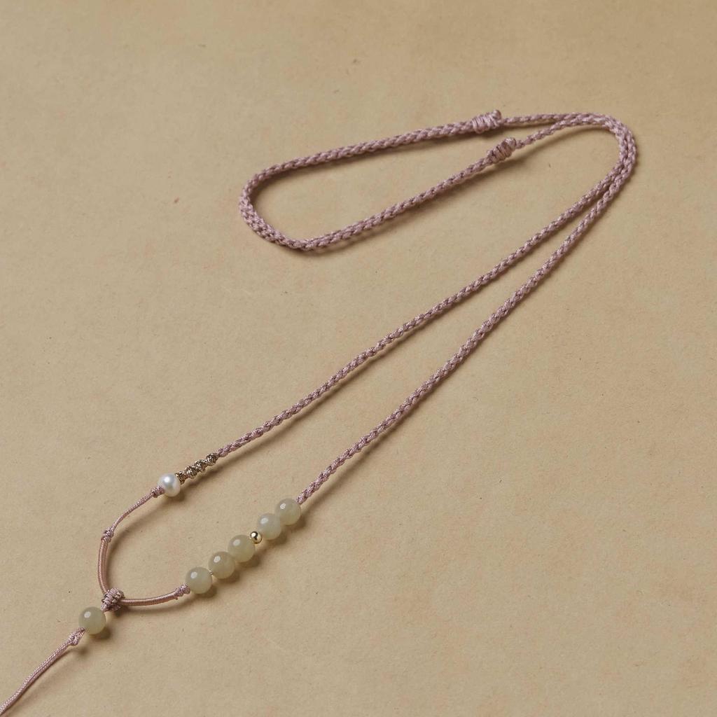 Adjustable Handmade Hetian Jade Pendant Necklace with High-End Woven Lanyard