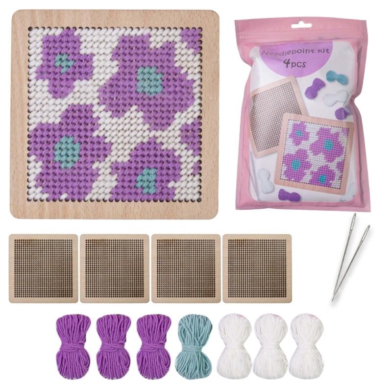 Flower Coaster Crochet Kits Needlepoint Starter Kits with Hook Needlepoint Kits Crochet Starter Kits for Craft Lovers