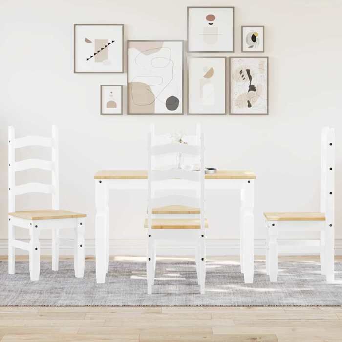VidaXL Ensemble à manger Panama 5 pcs blanc bois de pin massif, ensemble de table à manger, table et chaises de cuisine, 3345199