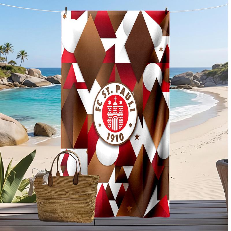 FC St. Asciugamano da Spiaggia con Stampa Calcio Pauli, Asciugamano Grande Morbido Asciugatura Rapida per Spiaggia Campeggio Nuoto
