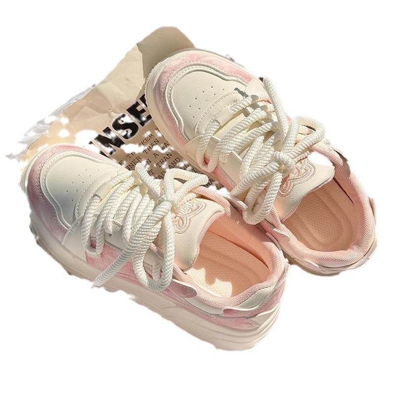 2025 New Women's Sports Shoes Cute Pink Thick Bottom Daily Multi Functional Vulcanized Shoes Women's Tennis Women's Flat Shoes