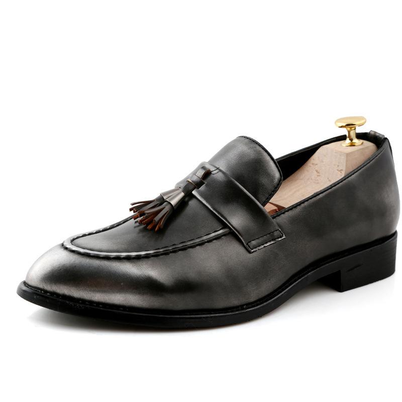 

Spring new 2025 outer wear bright leather pointed formal wear one pedal lazy shoes business leather shoes casual men s shoes 43