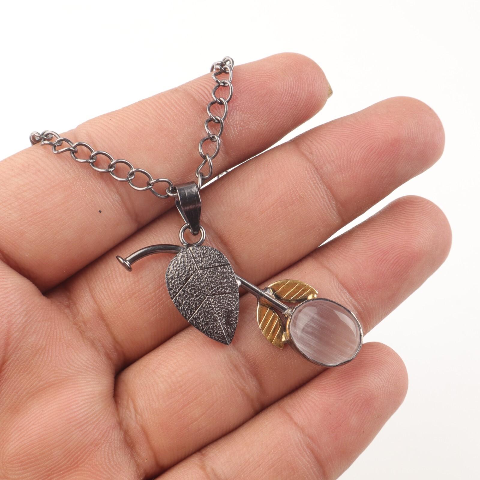 

Natural Selenite Gemstone Pendant 925 Stamped Silver Jewelry Bridesmaid Gift PP-55-29