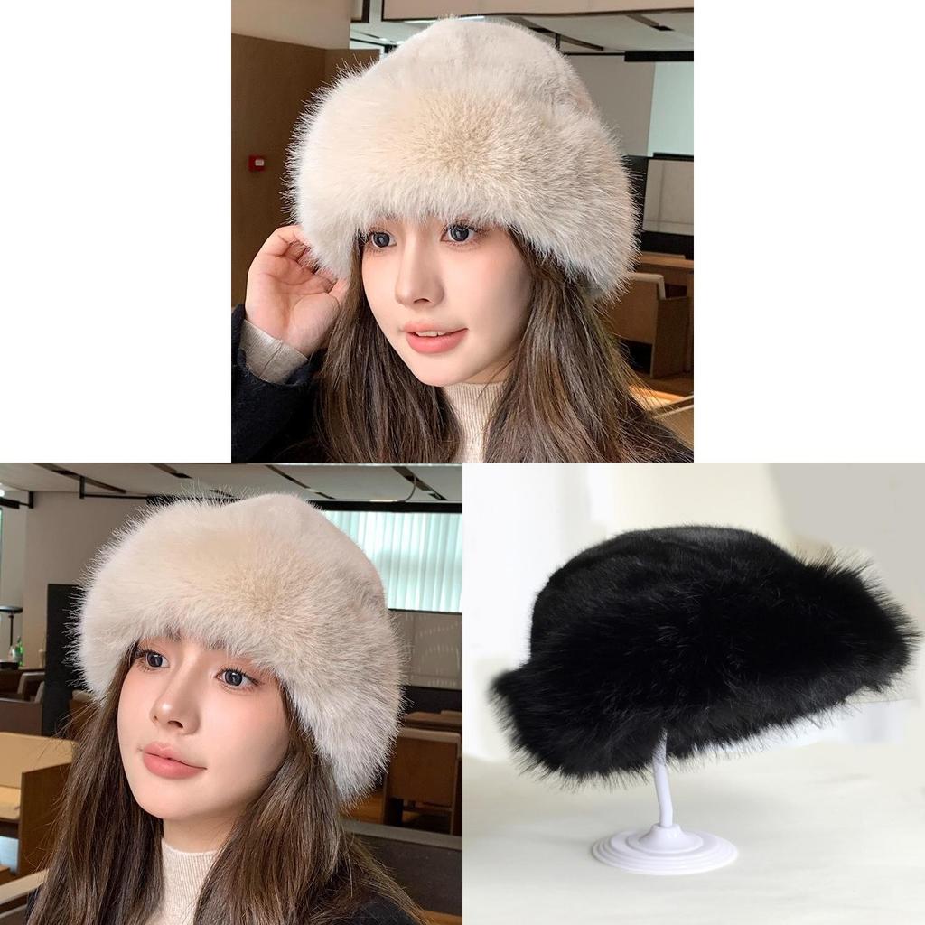 Winter Faux Fur Hat For Women With Warm Plush Material And Cloud Pattern Design For Casual Wear