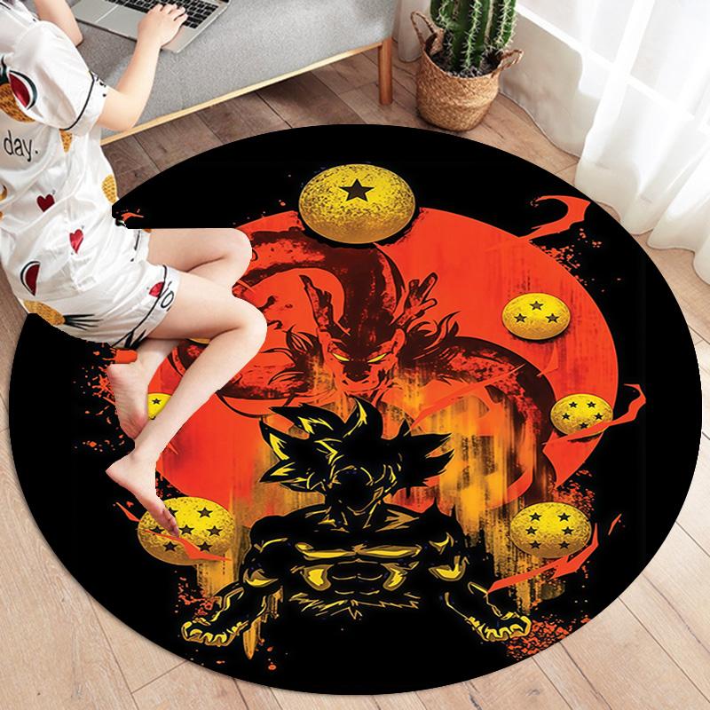 Son Goku Round Area Rug Carpet Rug For Living Room Bedroom Sofa Playroom Decor Nonslip Floor Mat
