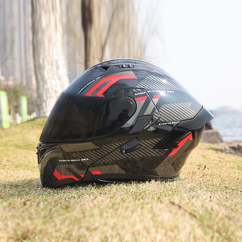 ORZ-991-Unisex Flip Up Motorcycle Helmet, Tough ABS Shell Dual Sun Visor, DOT Standard Impact Resistant Touring Helmet