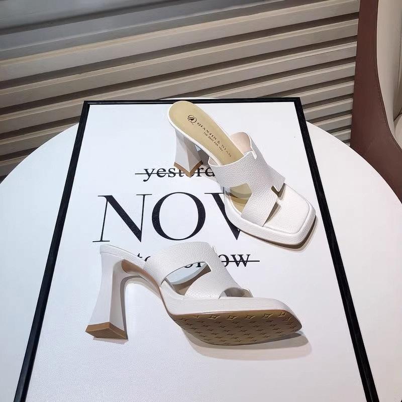 Classic and Elegant High Heel Slippers for Women 2024New Leather Slippers High Heels Hot Selling Summer Casual High Heel Sandals