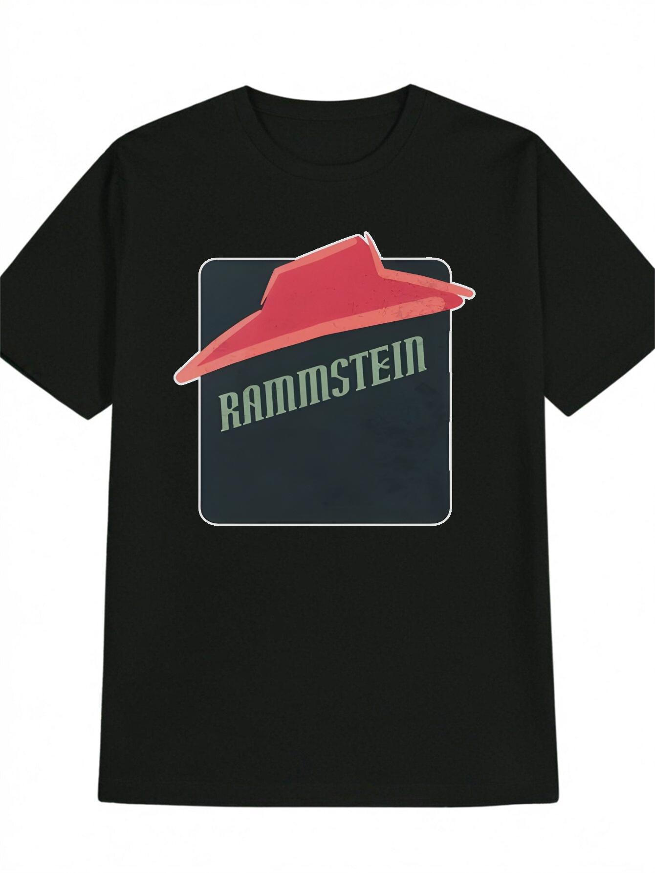 Casual Short Sleeve T-shirt with RAMMSTEIN Graphic Print - 100% Polyester S