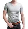 Men's Slim Fit V-Neck Modal T-Shirt - Short Sleeve, Solid Color, Spring/Summer Style