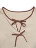 European & American Color Block Bow Tie Lace-up Pullover Short Sleeve Women's Top - Summer 2026.