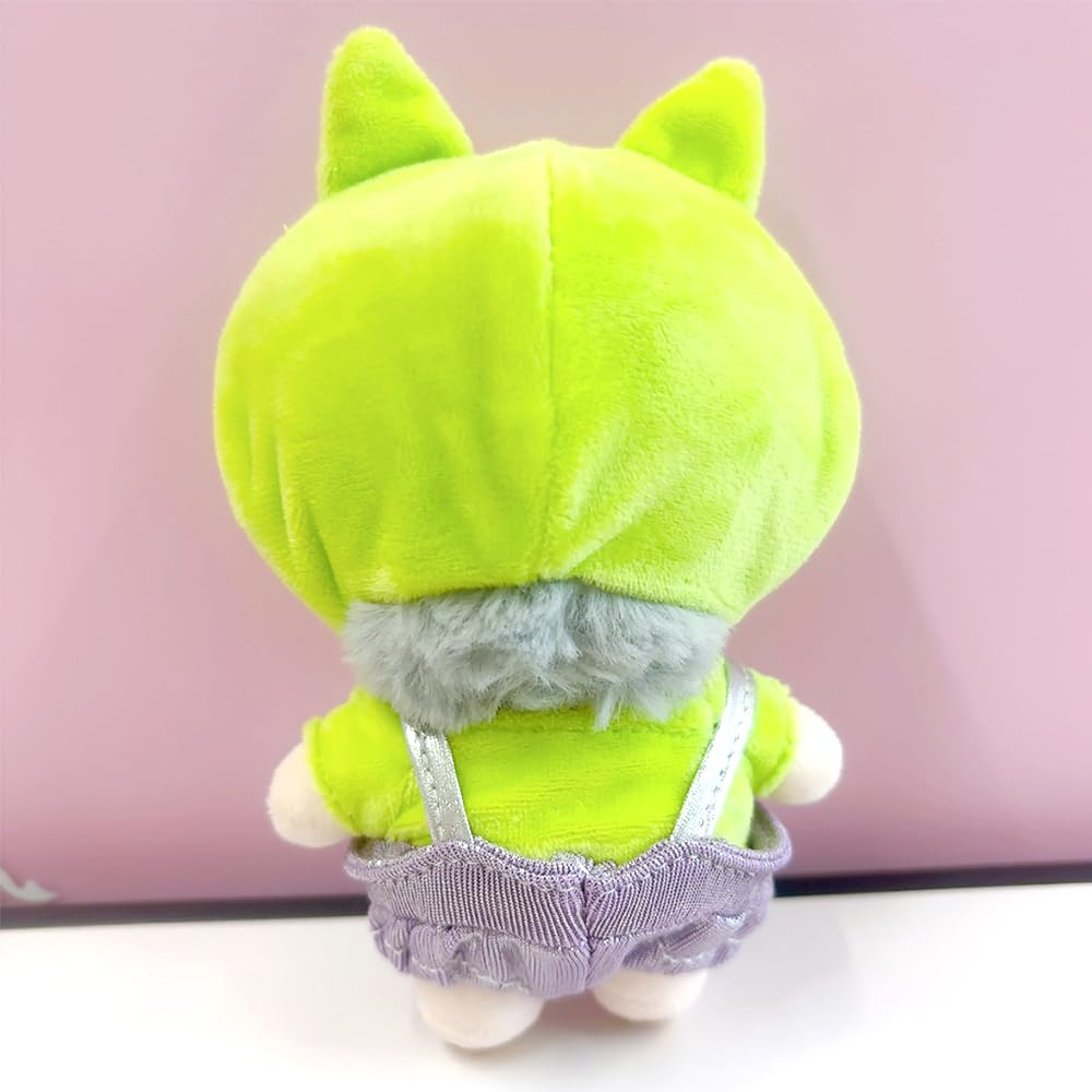 Kigurumi Cap, Shirt, and Overalls Set [Alien] for 10cm Plush Toy, Kigurumi Accessories, Otaku Activities, Doll Mascot, Kpopdoll Costume [Used]