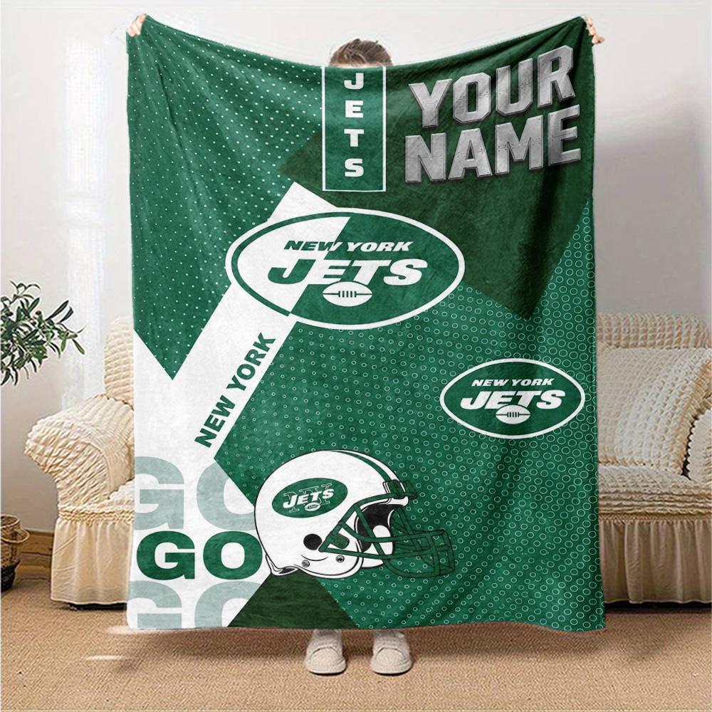 Name Custom NY Jets Print Flannel Blanket High Quality Warm Comfortable Cover for All Seasons Perfect for Gifts Home Decor