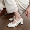 Vintage Mary Jane Shoes with Thick Heels Chinese Shallow Mouth High Heels Women