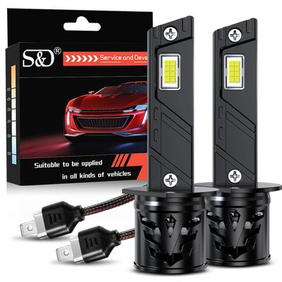 2 Stück H1 LED-Scheinwerferlampen Turbo-Lampen Mini 30000LM 60W 16-Kern CSP-Chips Superhelle Auto-Nebelscheinwerfer 12V 6500K Weiß Automobil-Scheinwerfer