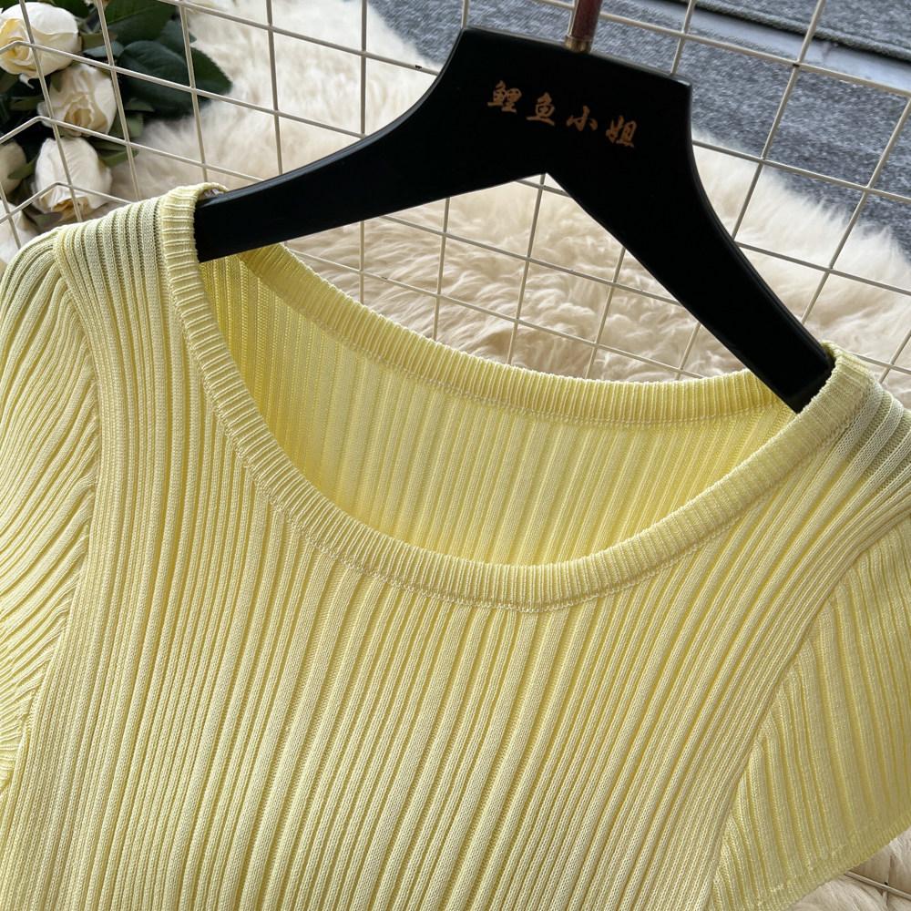 Elegant Lace Patchwork Knitted Midi Long Dress Women Chic Short Sleeve Ruffles Slim Fit Dresses 2026 Casual Daily Office Outfit