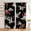 Crane Floral Pattern Curtains Polyester Fabric Suitable Bedroom Living Room Decoration Made Of Machine Washable Great Window Treatment