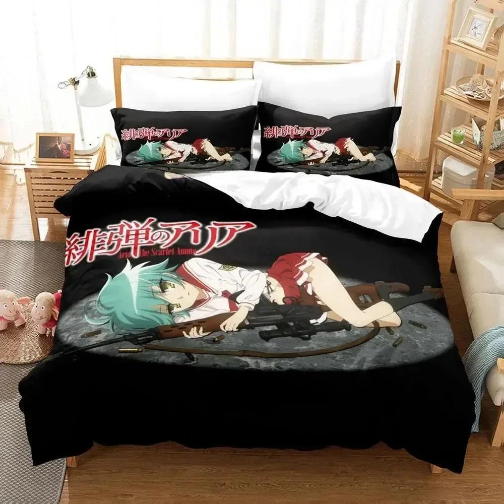Nytt Aria The Scarlet Ammo Sängkläder Set Tecknad tre-delat set Vuxen Barn Sovrum Påslakan Set 3D-tryck Kawaii