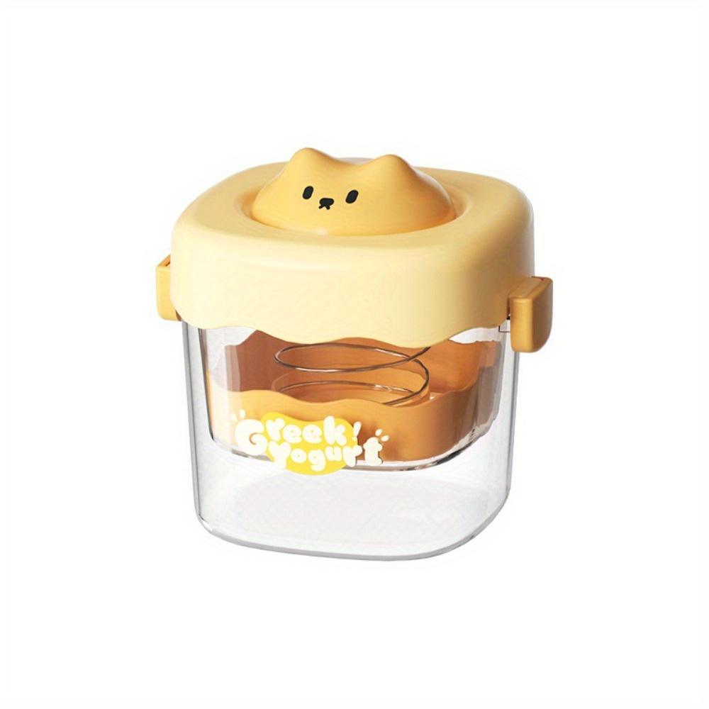 

1 шт. Многоразовый дуршлаг для греческого йогурта, Сепаратор сыворотки с мелкой сеткой и быстросохнущим дизайном, Крышки в форме милых животных жёлтый
