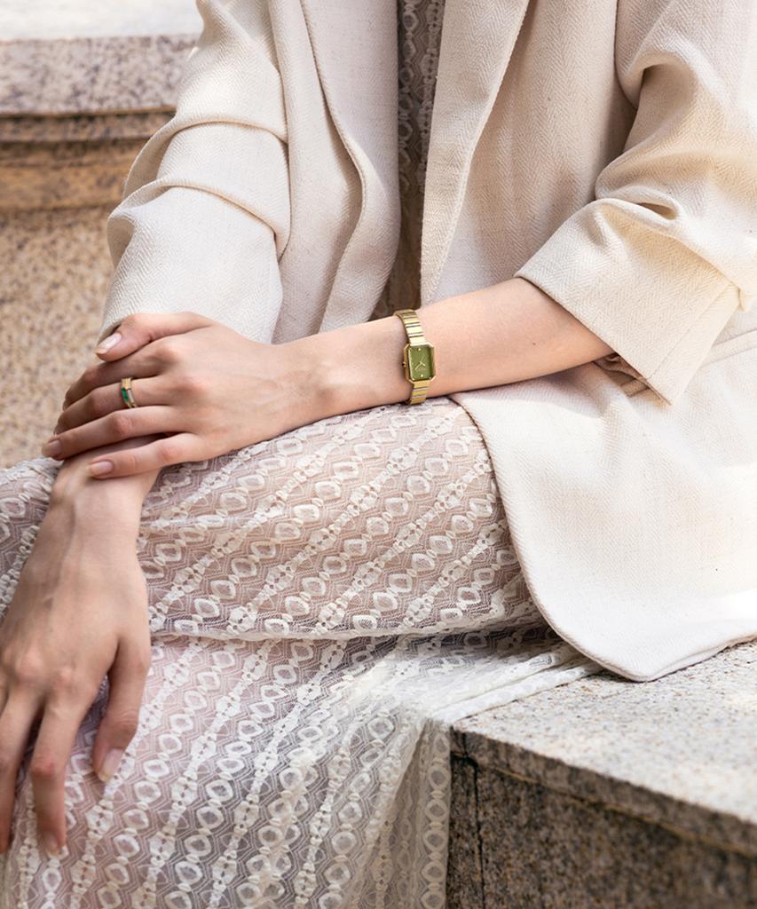 Lollalojeu Ms Lola Green Onyx Square Women'S Metal Watch