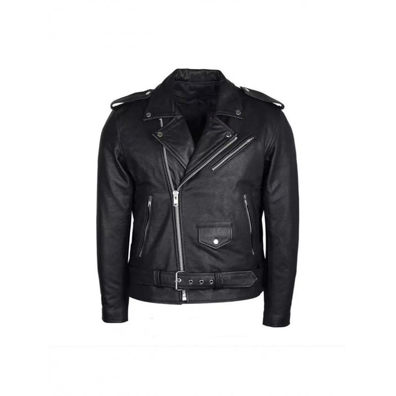 New men's locomotive leather jacket slim PU leather jacket lapel zipper jacket European and American style winter warm men