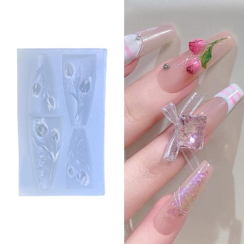 Flower Nail Stamping Set Silicone Molds Nail Art Designing Molds Suitable for Creative Manicure with Flower Pattern