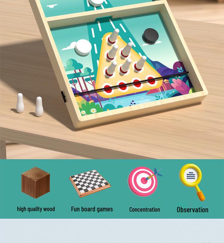 Children's Wooden Bounce Connect Four: Parent-Child Interactive Chess Game for Early Education and Strategic Thinking
