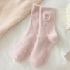 Female Autumn and Winter Warm and Thick Love Embroidered Sleeping Floor In Tube Socks