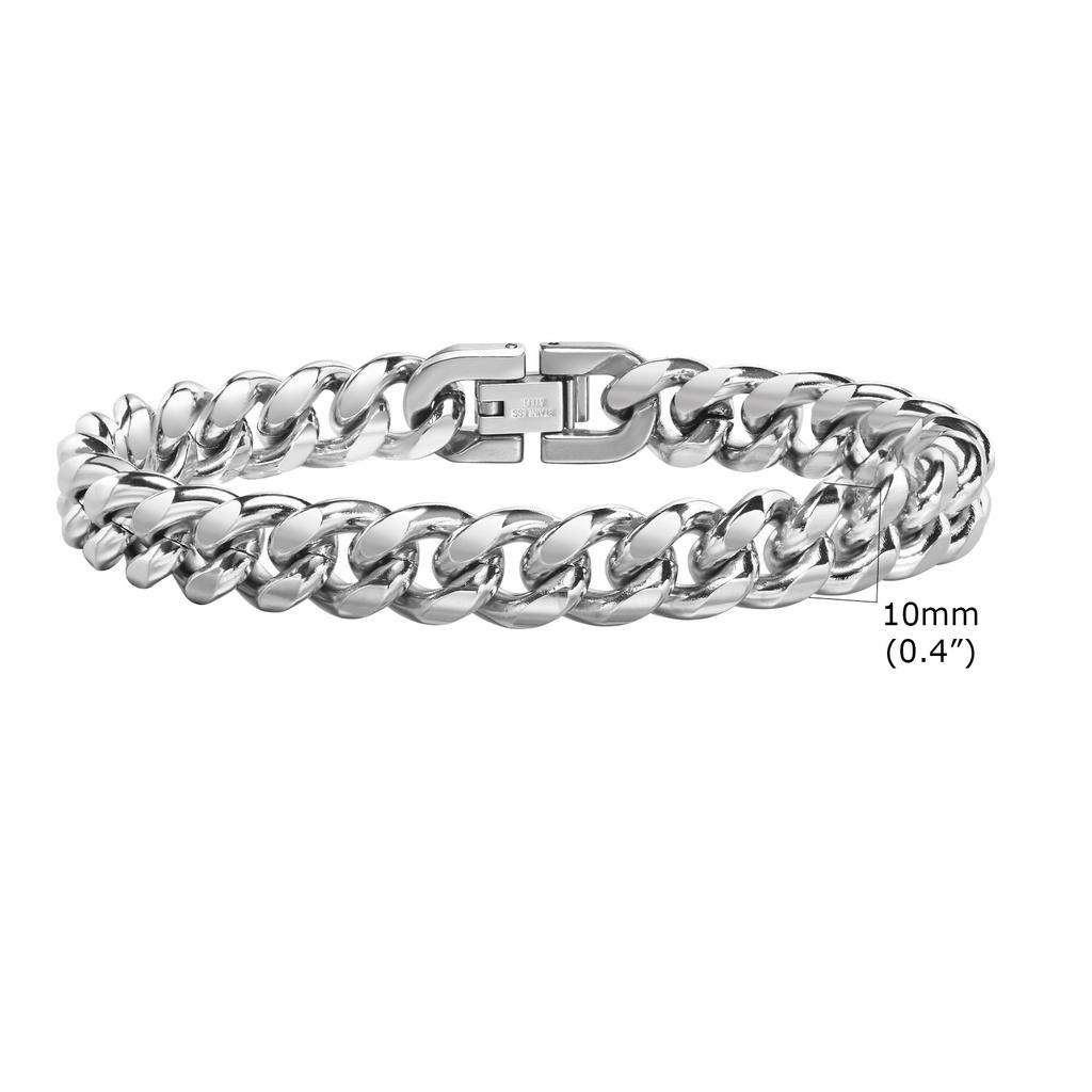 Vnox 18cm/20cm/22cm Stainless Steel Bold Cuban Bracelets for Men Women,6mm/8mm/10mm/12mm Width Miami Curb Links Wristband Gift