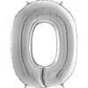Silver Foil Balloon Number 0 - 102 Cm Grabo