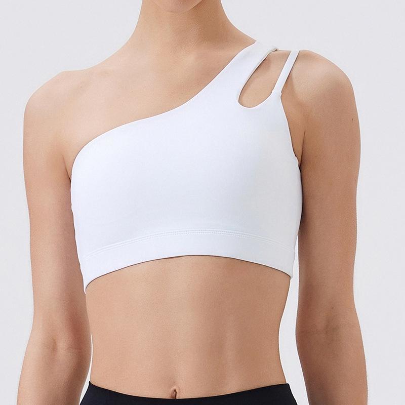 Gränsöverskridande Enaxlad Sport-BH för Yoga med Oregelbundna Band - Stötsäker, Vacker Ryggdesign för Fitness & Löpning