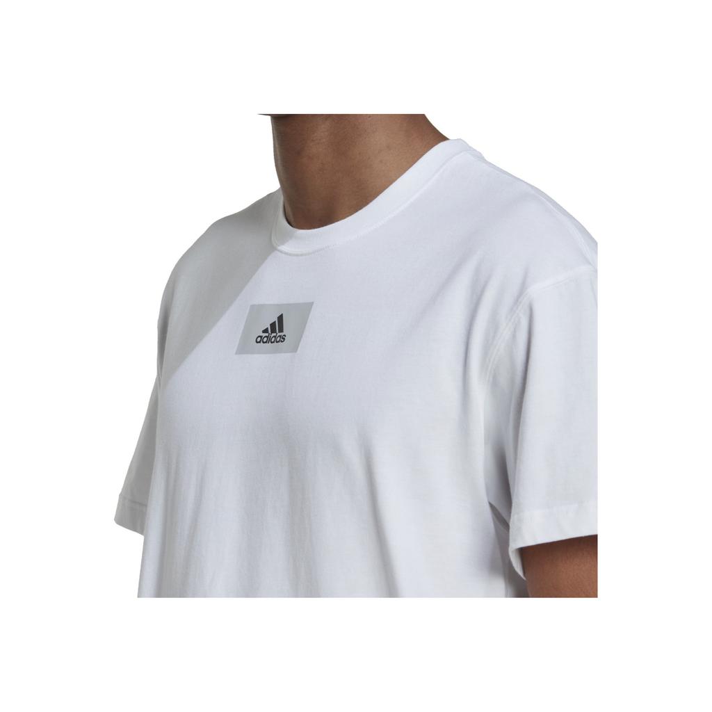 adidas Letter Logo Round Neck Casual Loose Short Sleeve T-Shirt Men Tops White HN0977