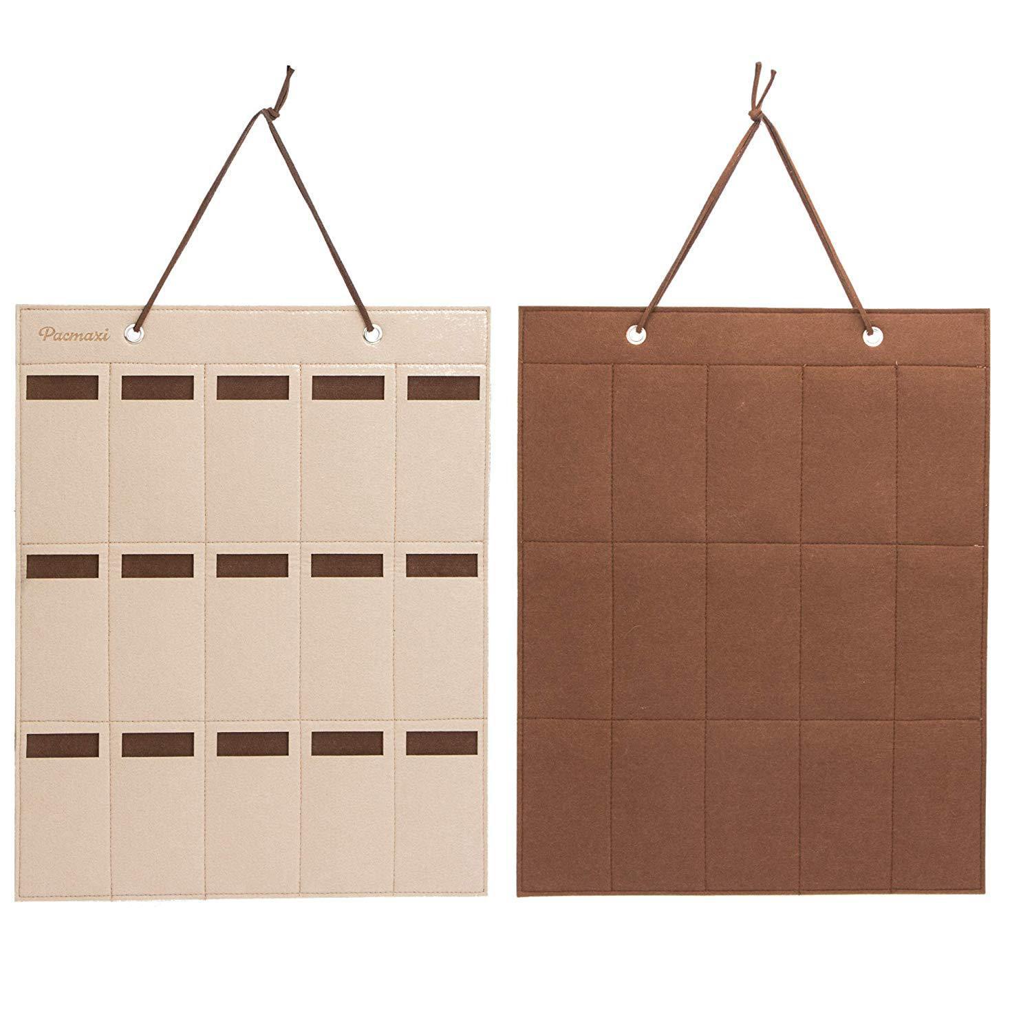 Luxury Felt Sunglasses & Jewelry Organizer Hanging Bag 40x50cm кофейный