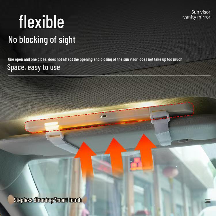 LED Light Car Sun Visor Makeup Mirror - Shatterproof HD Interior Dressing Mirror