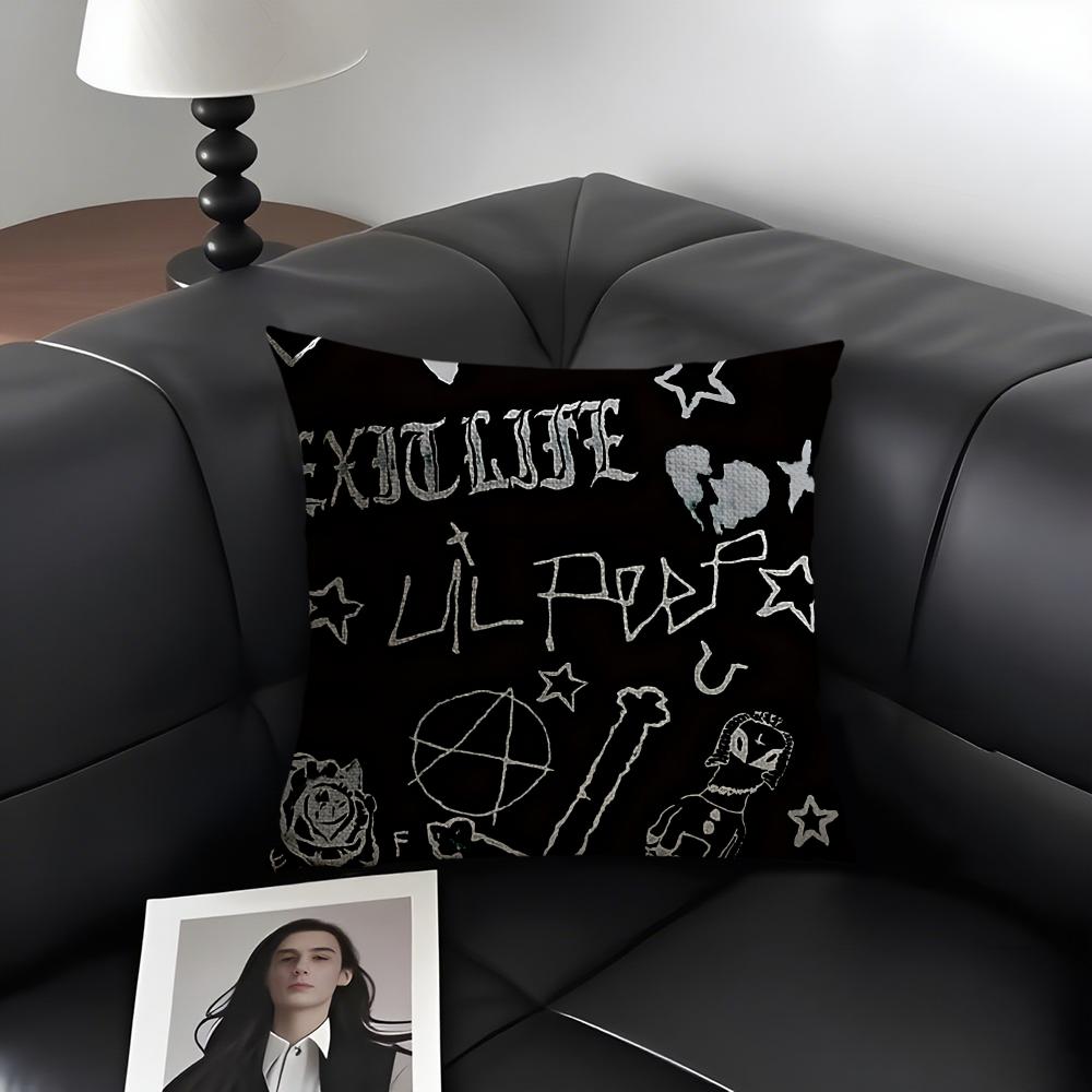 LLil PeepP HellS Boy Singer Cushion Cover Natural Linen Organic Fabric DoubleSided Printing Sofa Home Decor Gift Pillow Case