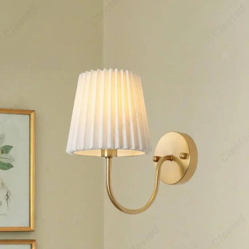 LED Retro E14 Fabric Lampshade Wall Lamp Bedroom Bedside Lamp Mirror Front Lamp Living Room Corridor Balcony Lighting Decoration