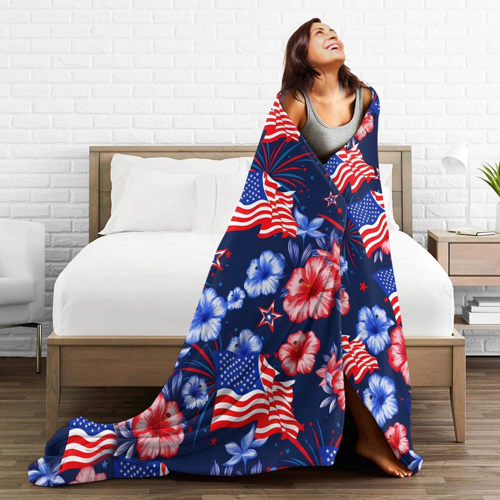 4. Juli USA Warme Weiche Decke Dekorative Plüsch Bettwäsche Überwürfe Mode Sofa Sessel Flanell Tagesdecke Schlafsofa Abdeckung