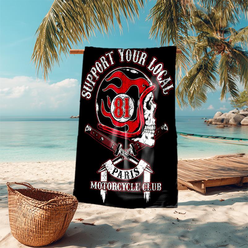 Gang Motorcycle enthusiasts Hells Angels Motorcycle Club beach towel outdoor camping vacation swimming beach towel outdoor absorbent bath towel Y8