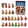 Acrylic Hanging Decorations Chicken Advent Calendar 2026 24 Days Christmas Countdown with 2D Flat Ornament Set Ornament Cartoon Pendant for