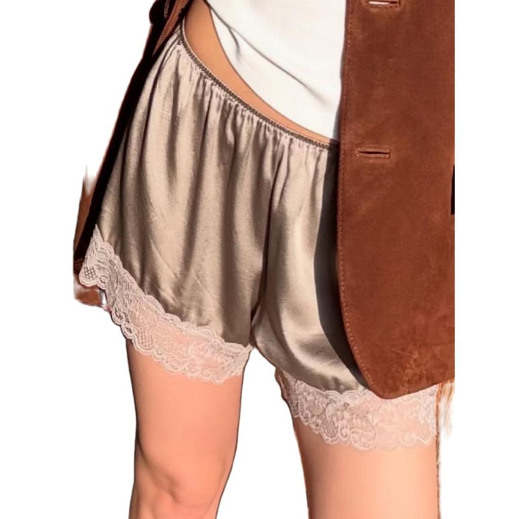 Women's Anti-Exposure Satin Lace Base Layer Shorts - Plus Size, Ice Silk, Summer Thin, Wearable Outdoors