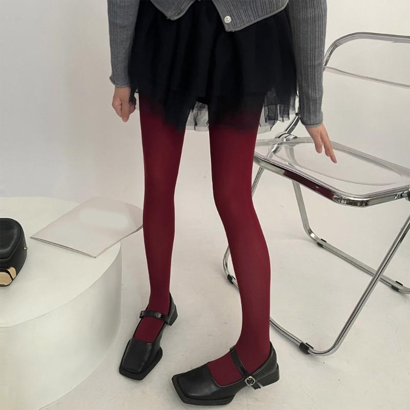 Run Resistant Solid Colored Semi Opaque Footed Tights High Waist Pantyhose Control Top Tights Halloween Cosplay Costume