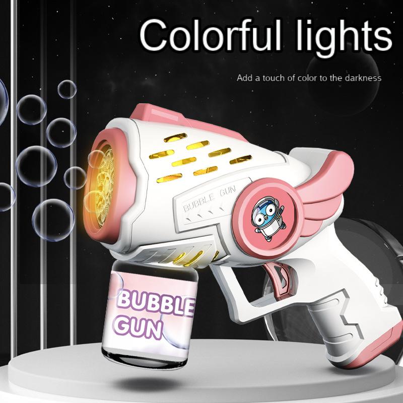 Nuovo per bambini Bubble Machine Bubble Gun soffiatore automatico con luce a LED Giochi per feste Attività all'aperto Ragazzi Ragazze Giocattolo Regalo