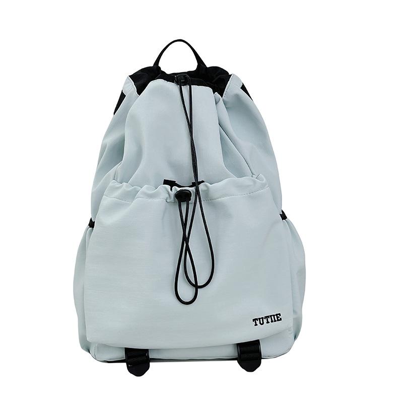 Schoolbag Drawstring Bundle Mouth Bag Backpack Women's Leisure Commuter Lightweight Outdoor Backpack Splicing Color Contrast Anti-splashing Travel Bag