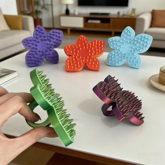 Pet Grooming Comb Flower Shape Plastic Detangling Massage Brush Cat Shedding Brush Removes Hair Mats Tangles Loose Fur for Short to Long Haired Cats