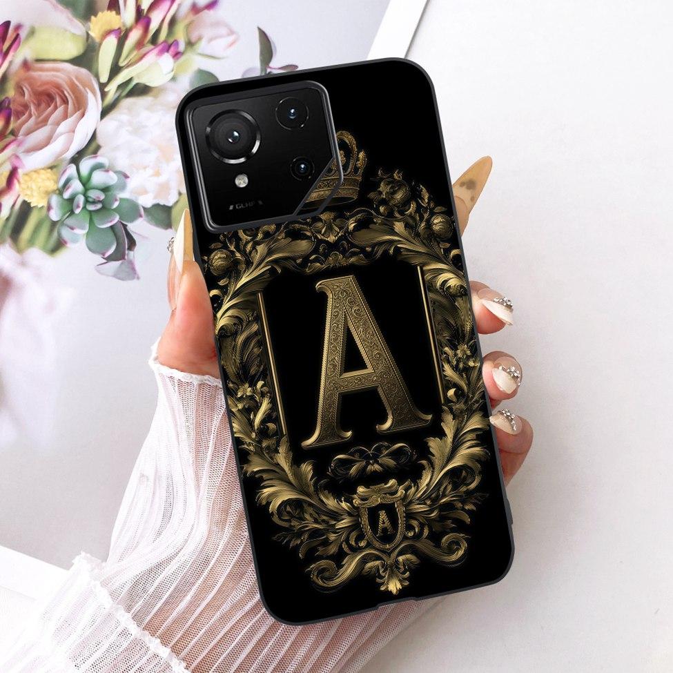 Casing For Asus ROG Phone 9 Pro Case Silicone Luxury Crown A-Z Letters 2D Flat Pattern Soft Phone Cover