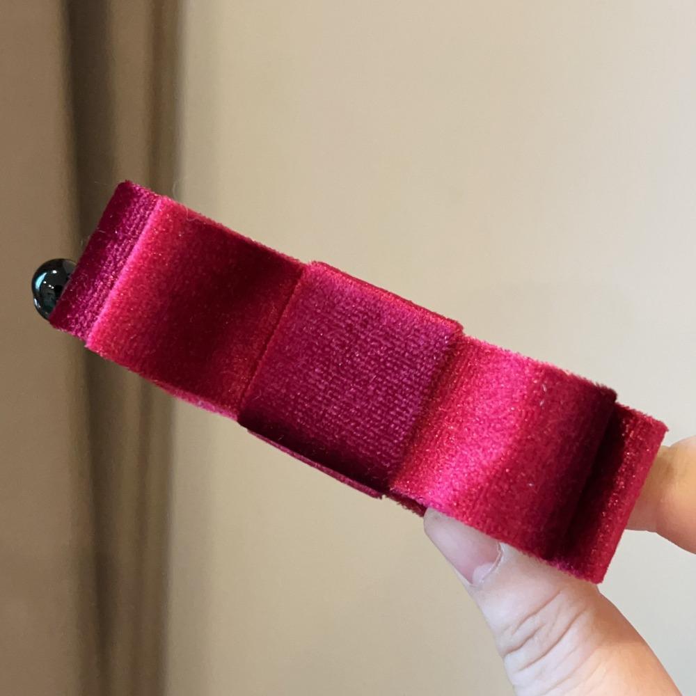 Cloth Red Velvet Bow Hair Clip Hair Clips Bow Vertical Clip Headdress Bowknot Banana Clip  Girls