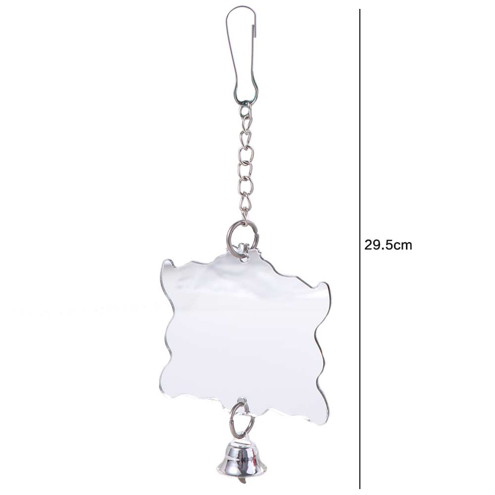 Pet Supplies Acrylic Bird Cage Mirror Hanging Square Parrot Bell Durable Mirror Bell Hang For Small Medium Large Birds