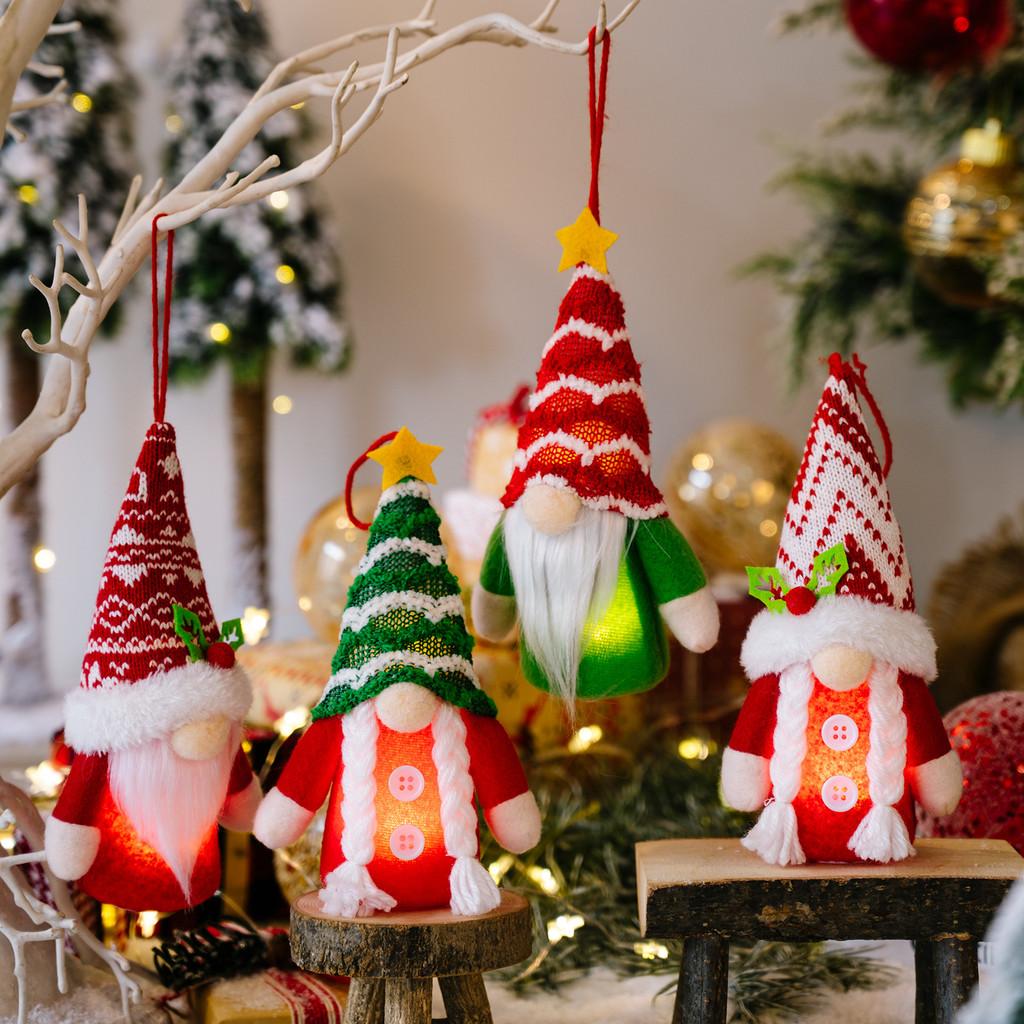Adorable Knitted Christmas Decorations With Striped Beanie Gnome Star Ornaments