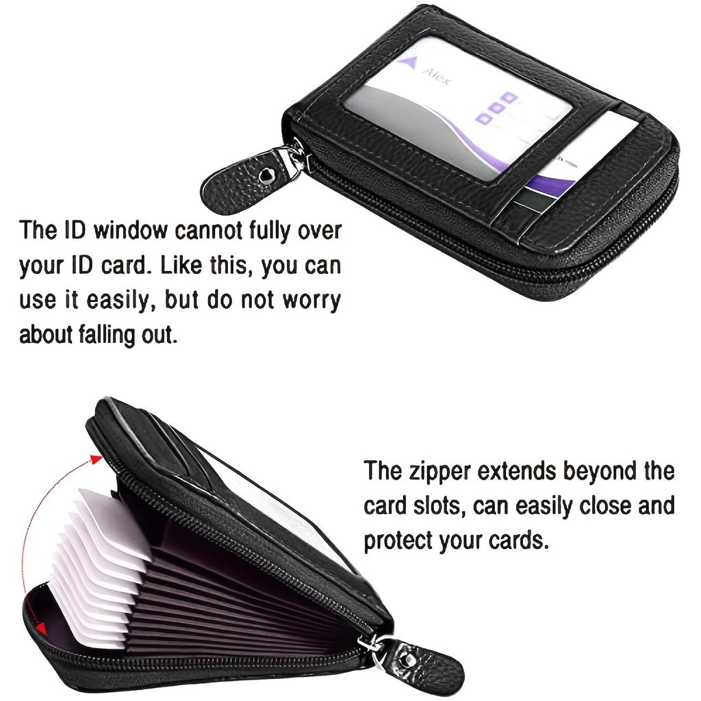 Credit Card Wallet with 12 Card Holder for Men Women Ladies Walletsipper, Genuine Leather Anti-Theft Credit