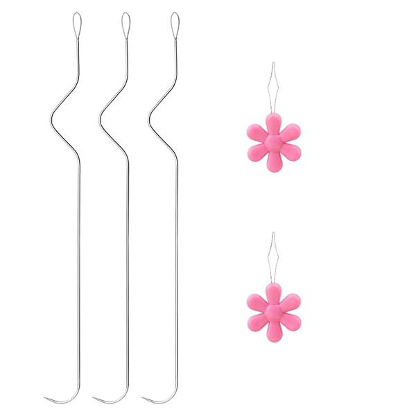 

3PCS Big Eye Curved Beading Needles Stainless Bead Spinner Needles with 2 Threaders for DIY Bracelet Necklace Jewelry Making